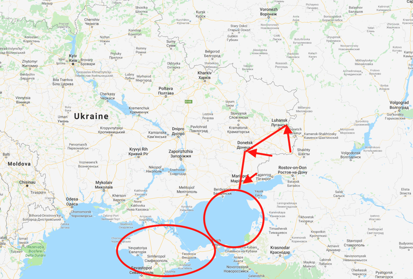 Map of Eastern Ukraine and Russia - 042419